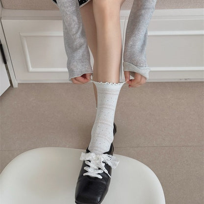 袜子女夏薄款镂空网眼2025新款韩版无骨花边棉质堆堆袜ins韩袜潮