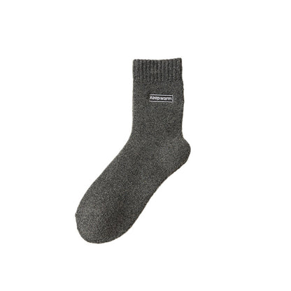 羊毛袜子男中筒袜秋冬季加厚保暖抗寒羊绒地板袜加绒加厚毛圈袜
