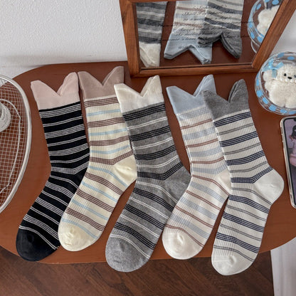 Rufia - Stripe Split V-Cuff Crew Socks