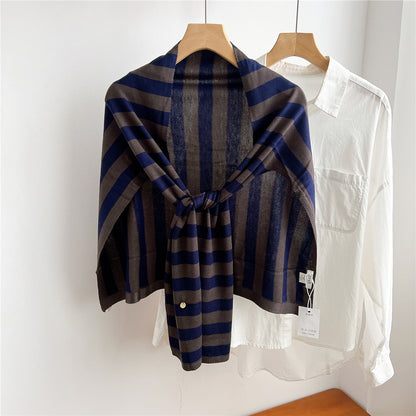 Scarvii - Striped T-Shaped Knit Scarf