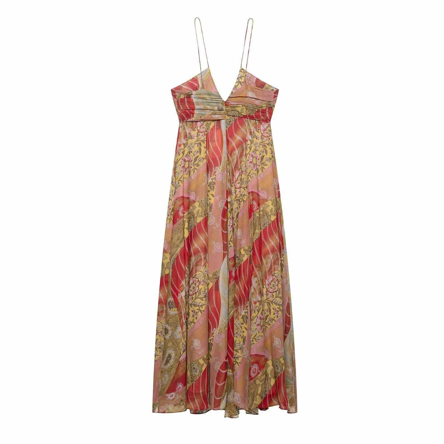 Troposa - Boho V-Neck Maxi Dress small  - Beach Ready