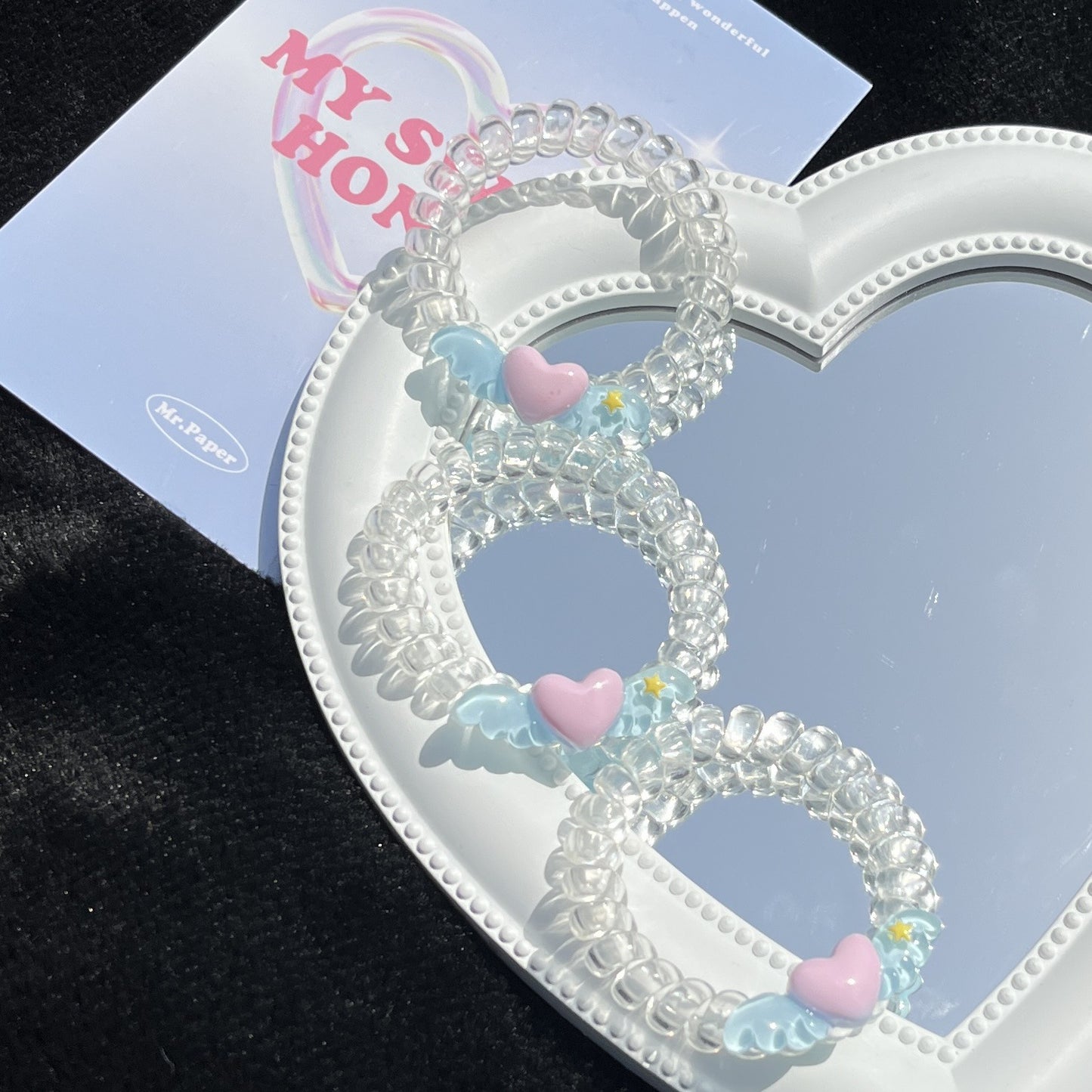 Telo - Blue Heart Wing Telephone Cord Hair Ties (Set of 3)