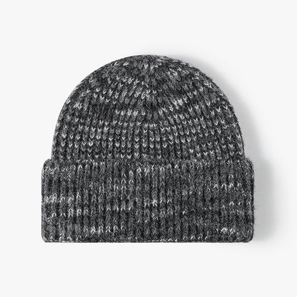 Dark Gray heathered ribbed cuffed knit beanie product view