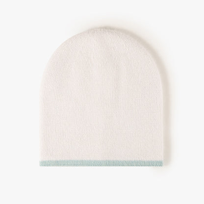 White reversible contrast-edge knit beanie product view
