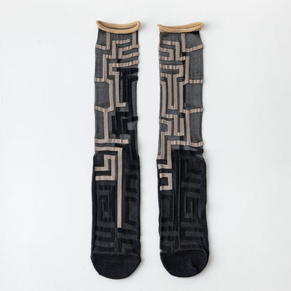 Rufia - Geometric Asymmetrical Sheer Socks