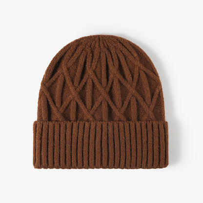 Red chevron textured cuffed knit beanie product view