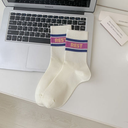 Rufia - College Style Stripe Crew Socks
