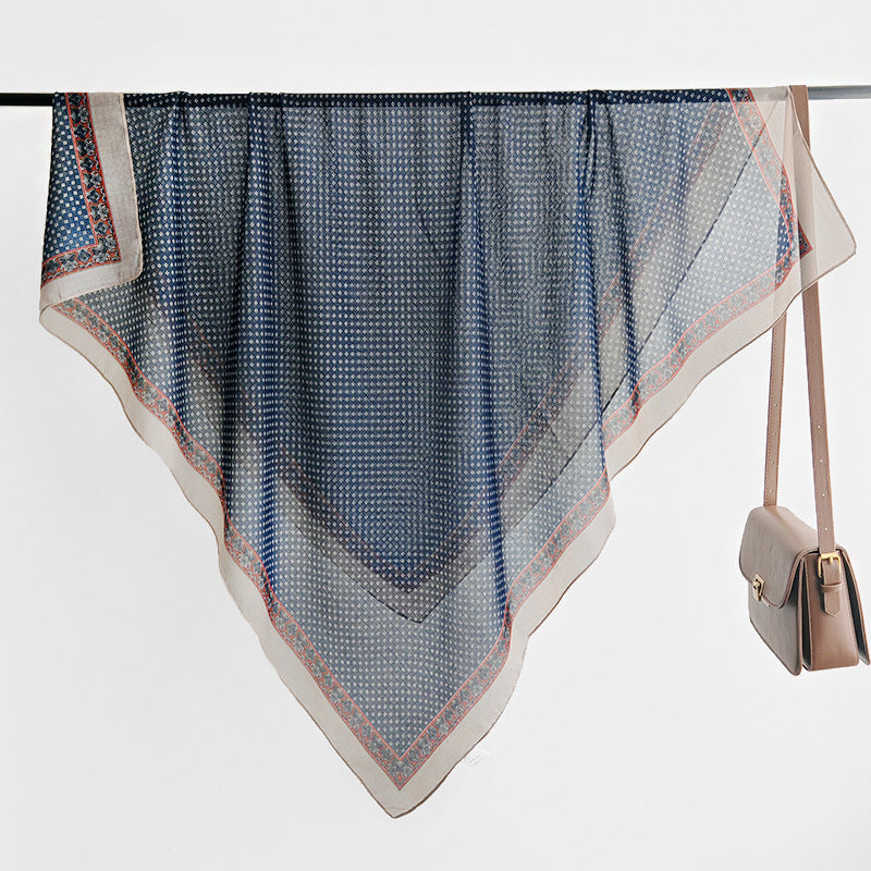 Scarvii - Diamond Pattern Stitched Edge Square Scarf