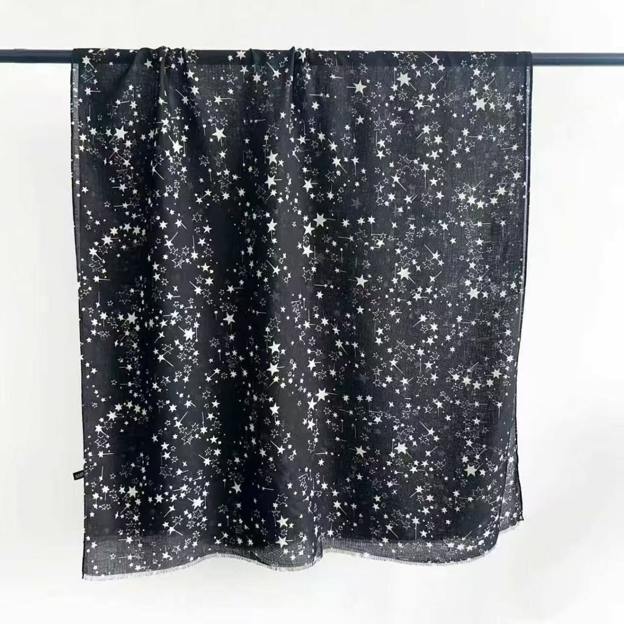 Scarvii - Star Design Fringe Semi-Sheer Scarf