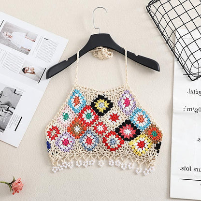 Bohemian Style Crochet Knit Crop Top accessory detail view