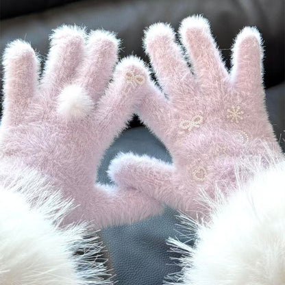 Product image for Gloving - Fuzzy Pom-Pom Gloves (Light Purple)