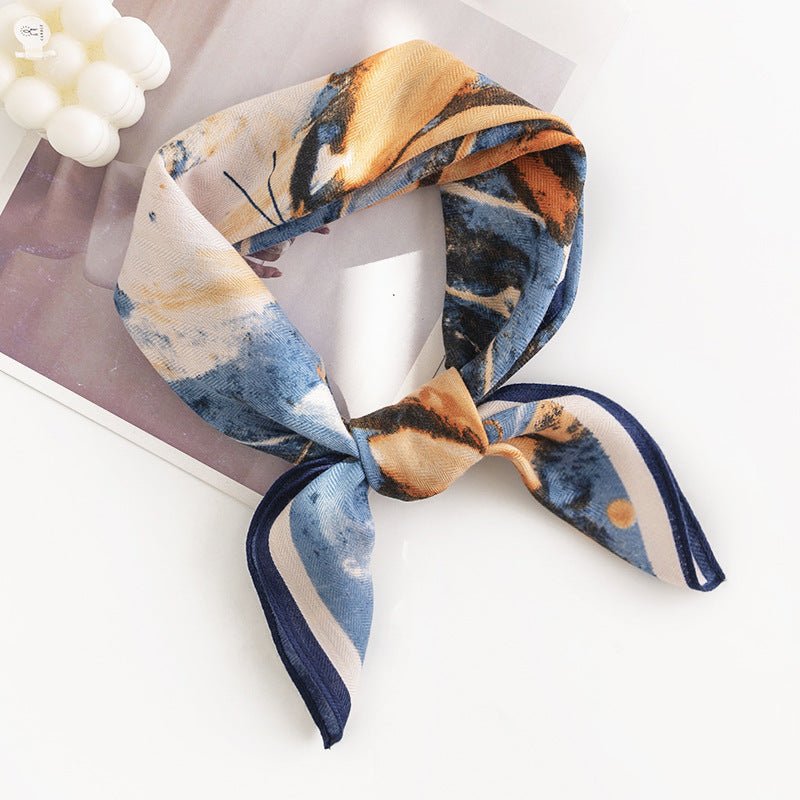 Scarvii - Vintage Floral Print Square Scarf