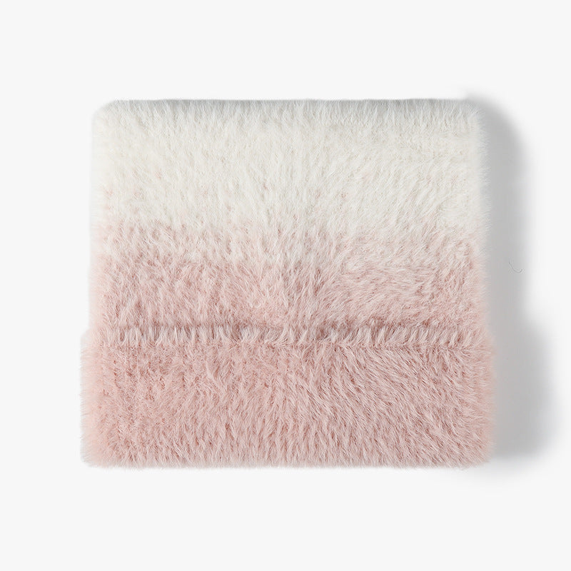 Pink fuzzy gradient knit beanie product view