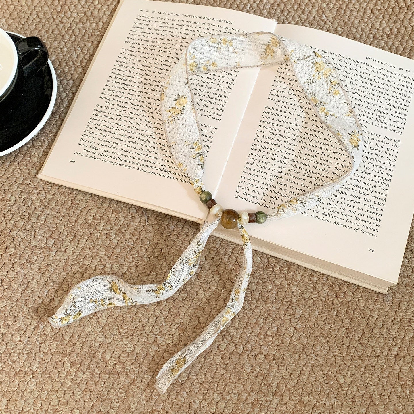 Scarvii Beaded Vintage Retro Spring Lightweight Neck Scarf product image