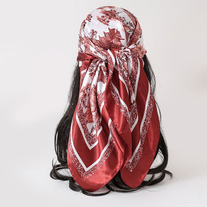 Product image for Scarvii - Architectural Toile Glossy Square Scarf (Burgundy)
