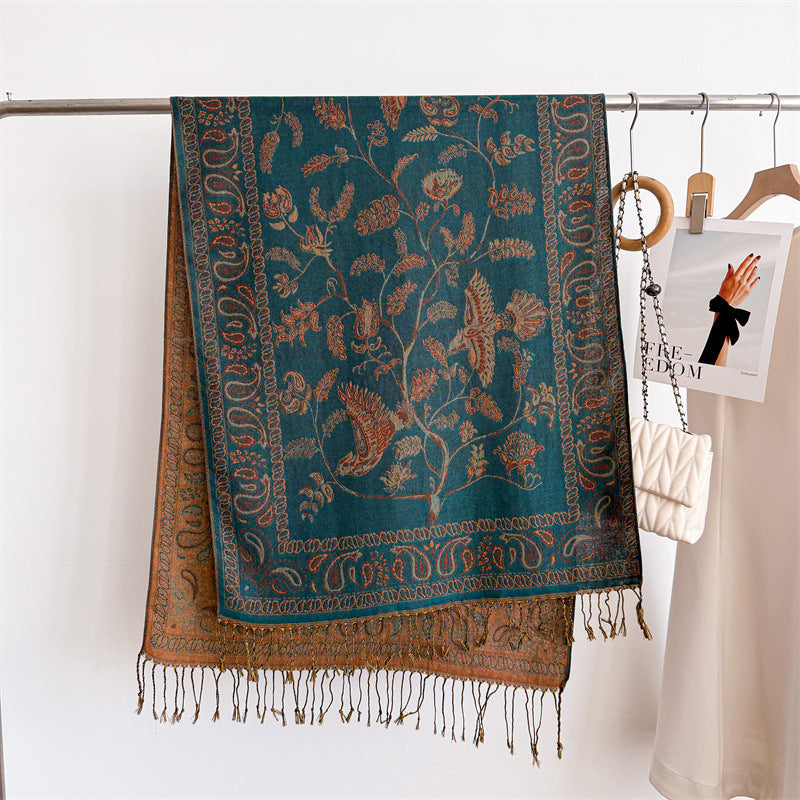 Scarvii - Bird, Botanical and Paisley Fringe Scarf