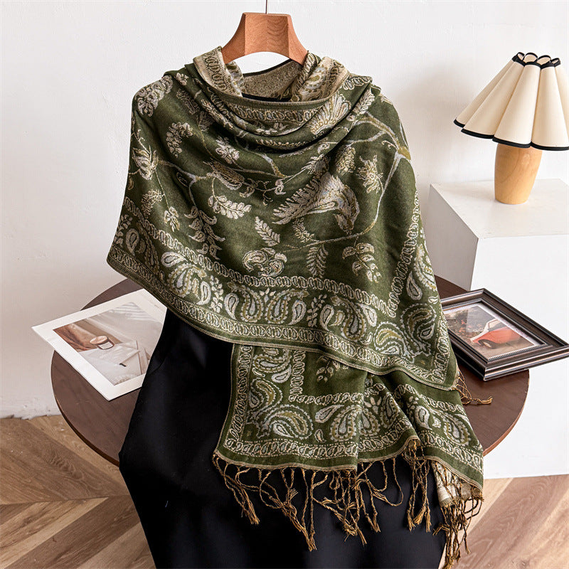 Scarvii - Bird, Botanical and Paisley Fringe Scarf