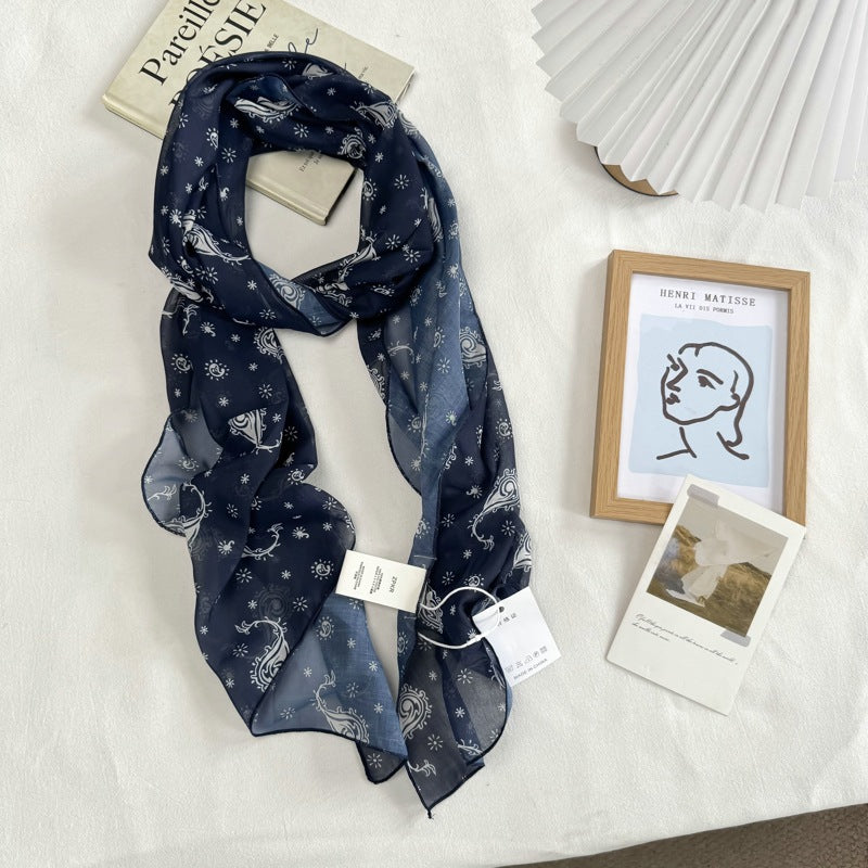 Product image for Scarvii - Sheer Printed Scarf (Navy Paisley)