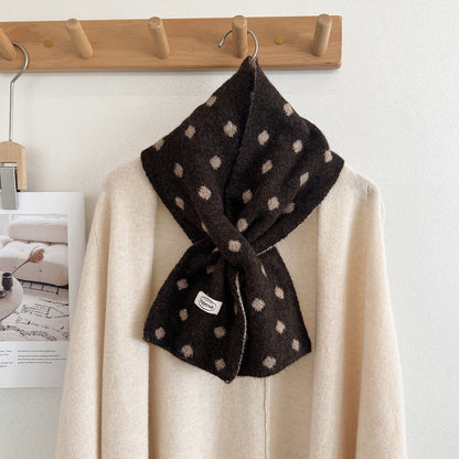 Product image for Scarvii - Polka Dot Narrow Scarf (Dark Coffee)