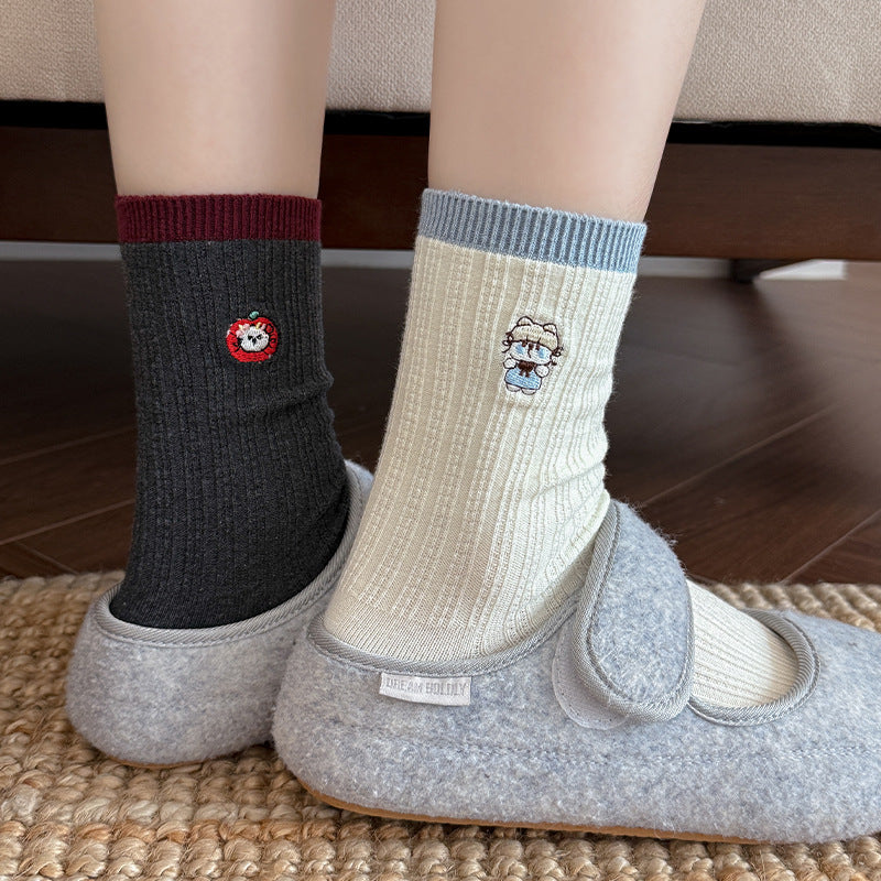 Rufia - Patterned Ribbed Crew Socks