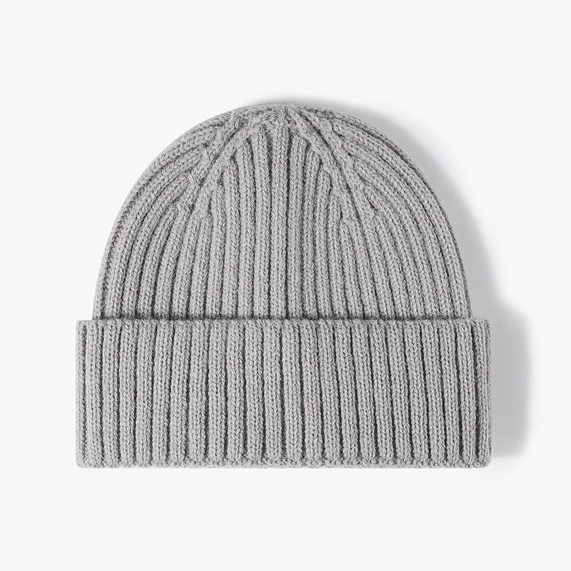 Silver solid ribbed cuffed knit beanie product view