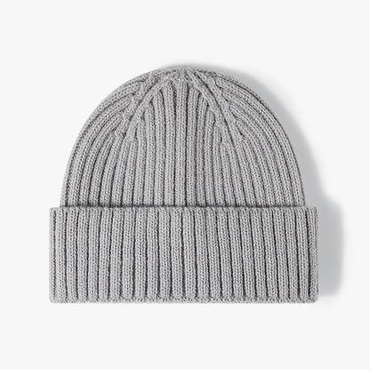 Silver solid ribbed cuffed knit beanie product view