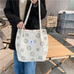 Vintage Corduroy Smiley Face Shoulder Tote Bag