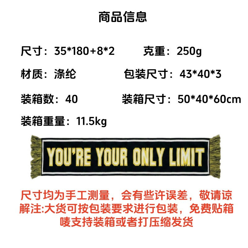 仿羊绒拼色字母围巾春秋加厚保暖流苏围脖女款百搭韩版时尚围巾