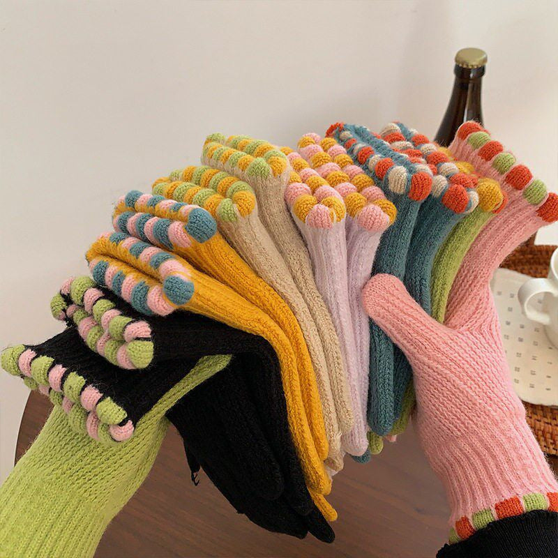 Gloving - Ribbed Knit Loop-Accent Gloves
