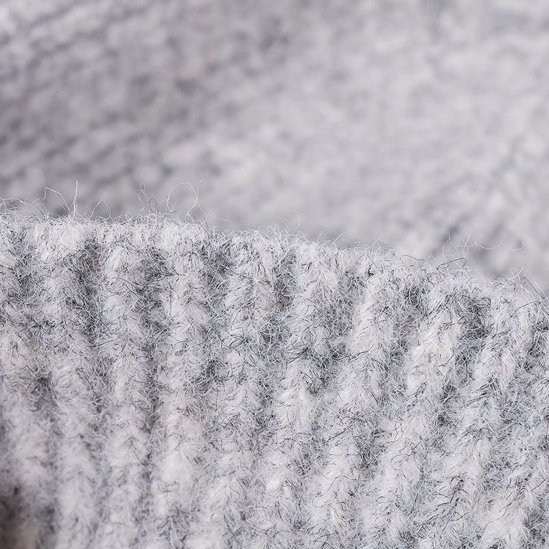Silver fuzzy ribbed wide cuff knit beanie detail