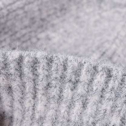 Silver fuzzy ribbed wide cuff knit beanie detail