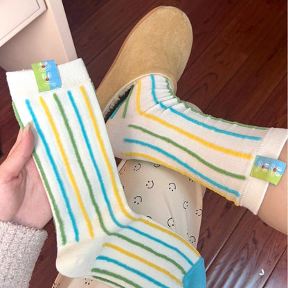 袜子女秋冬马戏团系列彩色圆点条纹韩版可爱搞怪潮流设计中筒袜女