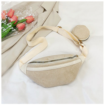 Cosbai - Corduroy Texture Waist Coin Purse