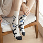 Rufia - Black and White Floral Patterned Socks