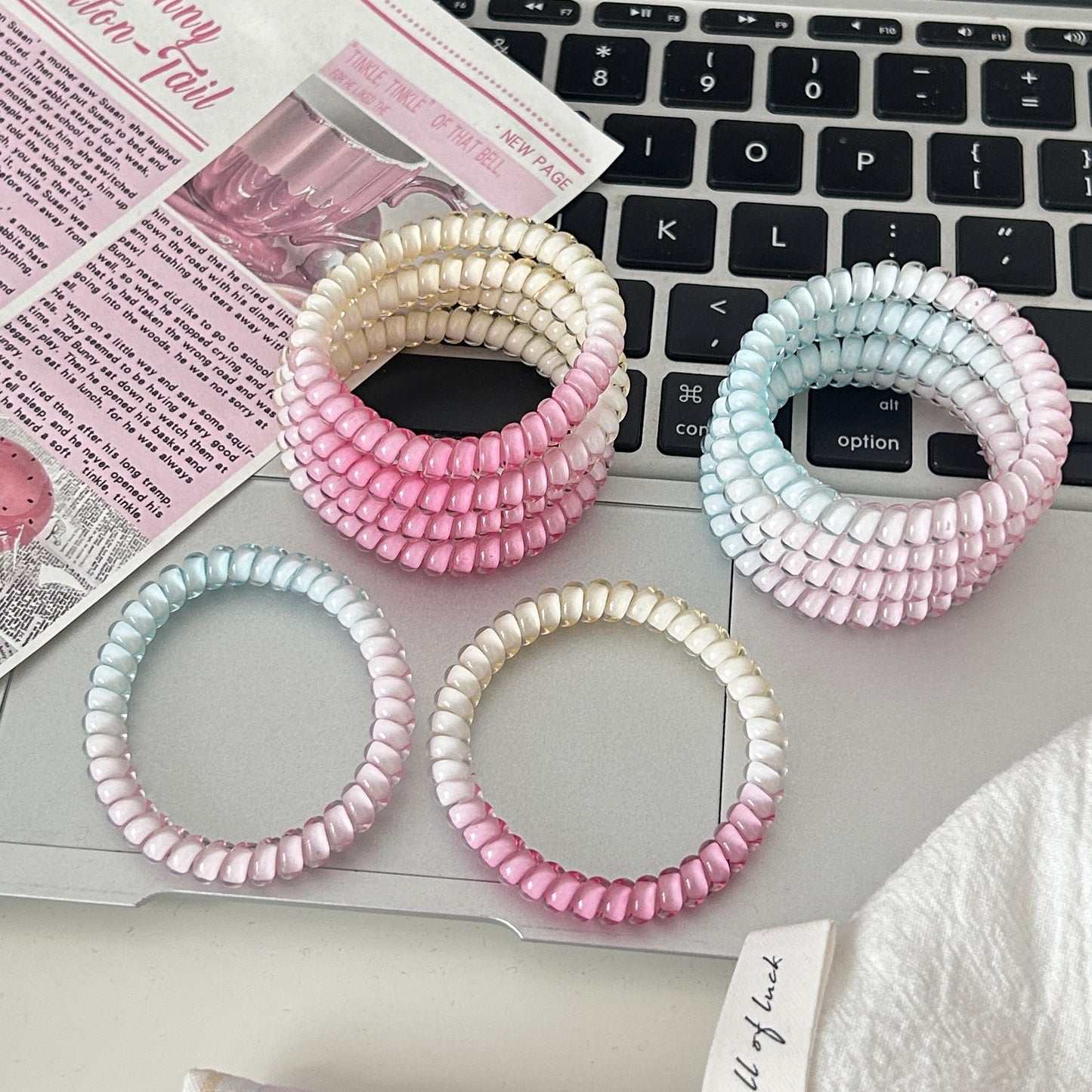 Telo - Gradient Pink Thin Hair Ties (Set of 4)