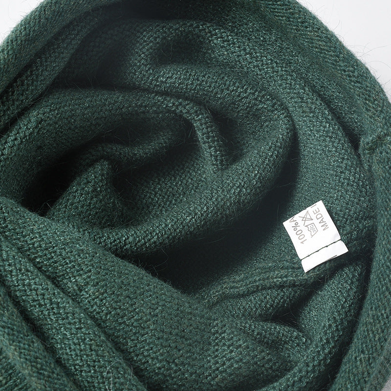 Green soft knit ear-coverage beanie detail