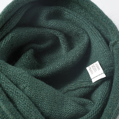 Green soft knit ear-coverage beanie detail