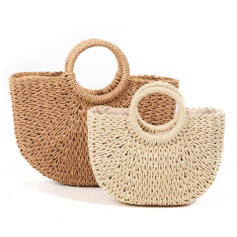 Baggie - Handwoven Half-Moon Straw Tote Bag