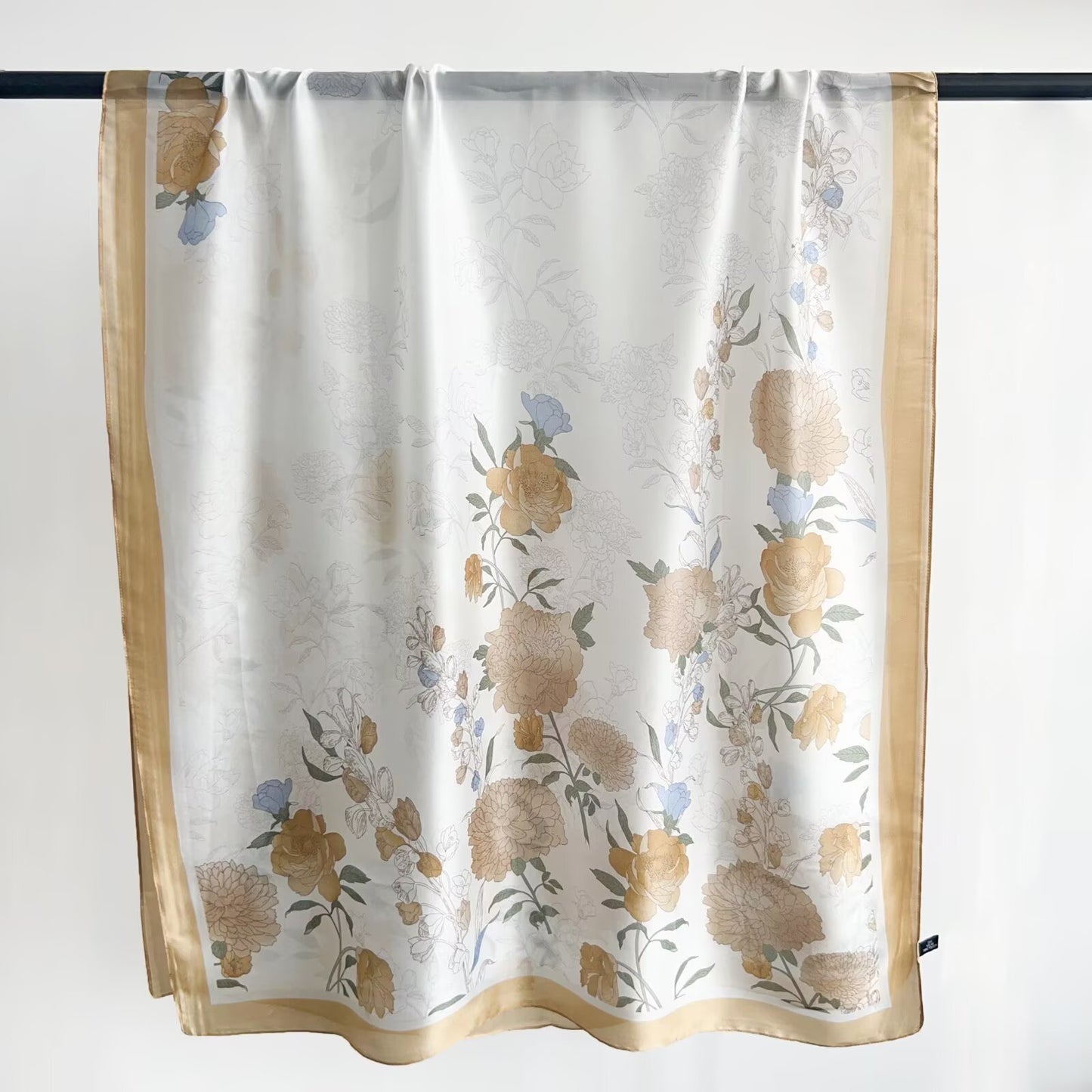 Product image for Scarvii - Botanical Floral Satin-Look Border Scarf (Gold)