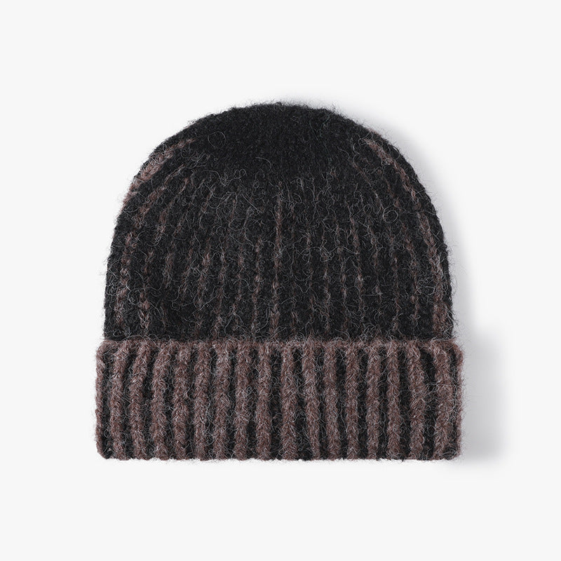 Gray two-tone ribbed cuffed beanie product view