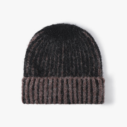 Gray two-tone ribbed cuffed beanie product view
