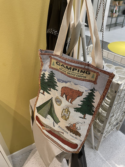 Close-up of Cosbai vintage tote bag focusing on texture and handles