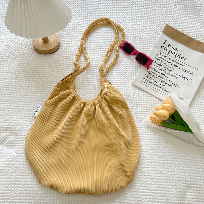 Candy-Colored Pleated Underarm Handbag