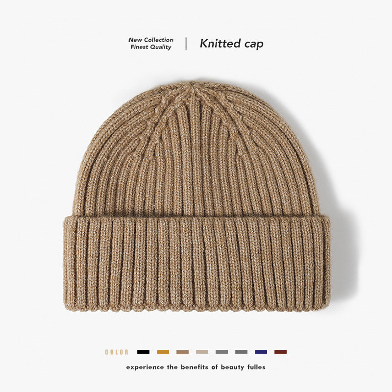 Black solid ribbed cuffed knit beanie product view