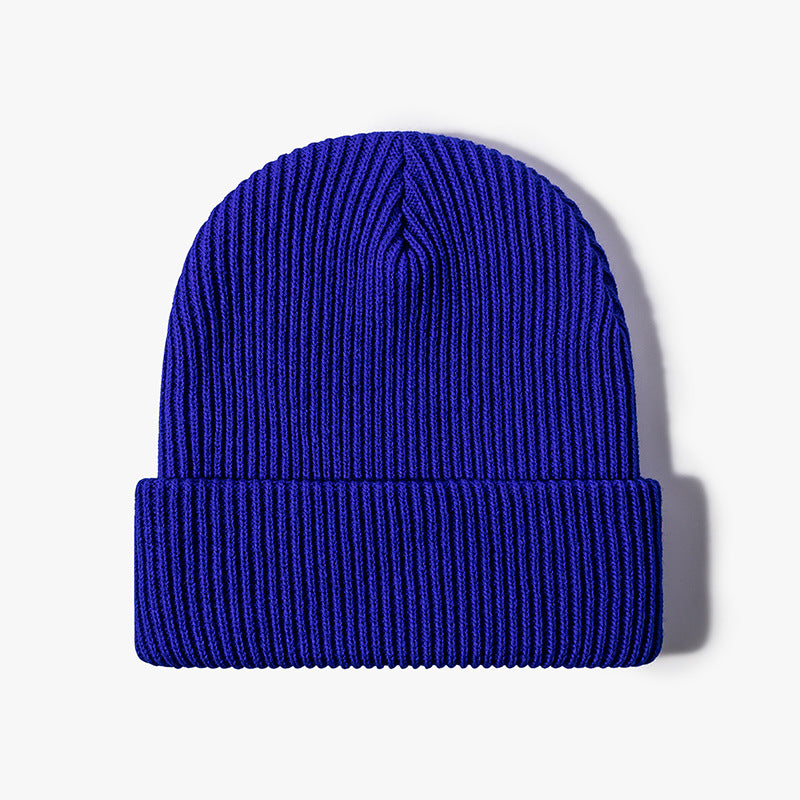Blue essential ribbed knit beanie