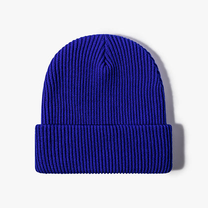Blue essential ribbed knit beanie