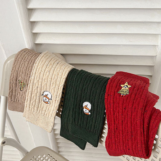 Rufia - Christmas Embroidered Fall & Winter Socks