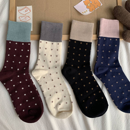 Rufia - Polka Dot Mid-Calf Socks for Autumn-Winter