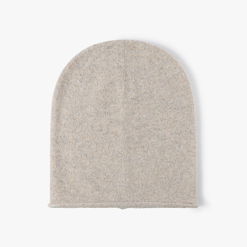 Beige soft knit ear-coverage beanie