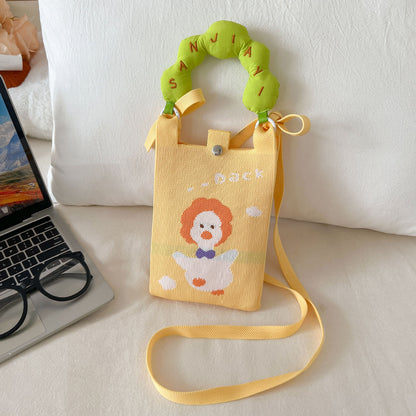 Cosbai mini knitted crossbody and handbag worn crossbody on model